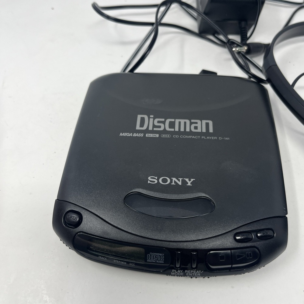 Vintage Sony Discman D-141 Portable CD Player w/ AC Adapter + Headphones MDR-210 - Picture 2 of 11
